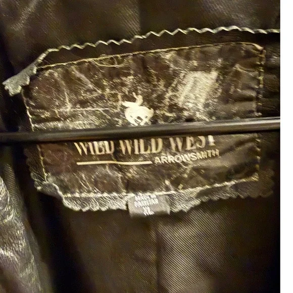 Wild Wild West Arrowsmith Black Leather Fringe Western Jacket Mens XL